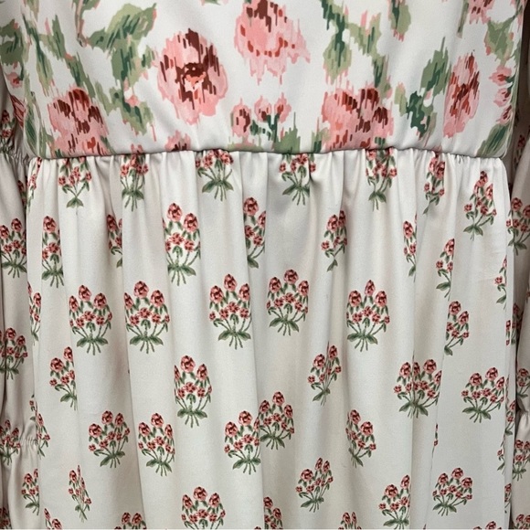 Smith & Quinn Women's Off White Floral Dress with Long Bishop Sleeves US Medium - Picture 4 of 8